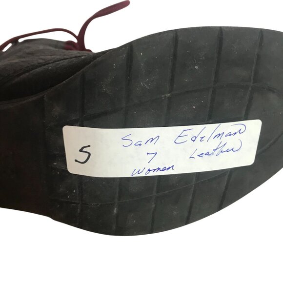 Sam Edelman Black Leather Ankle Boots Side Zip Womens 7 Whimsigoth Grunge - Picture 11 of 11